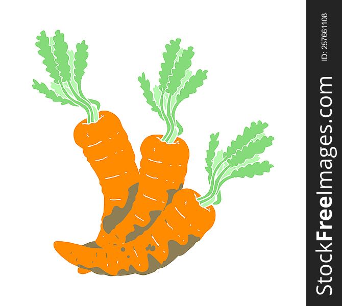 Flat Color Illustration Of A Cartoon Carrots
