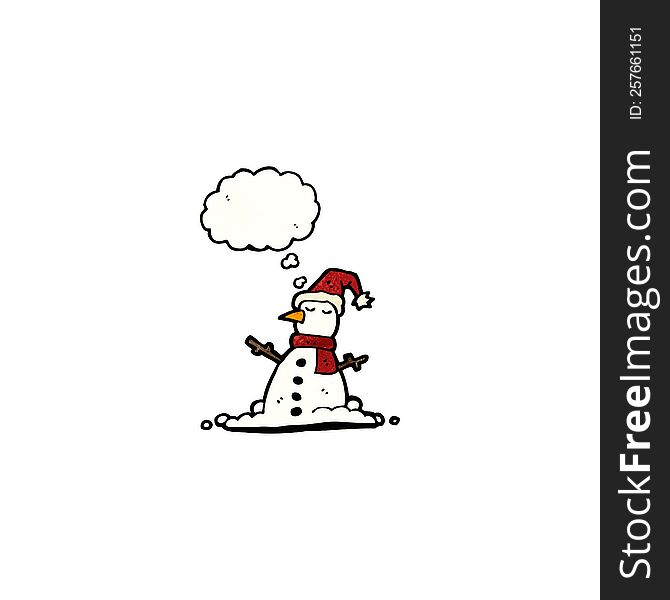 snowman with thought bubble cartoon