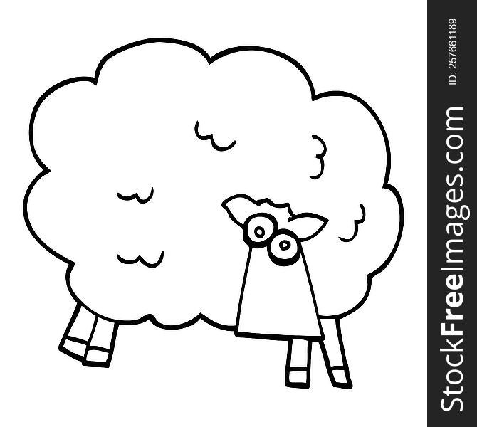 line drawing cartoon black sheep