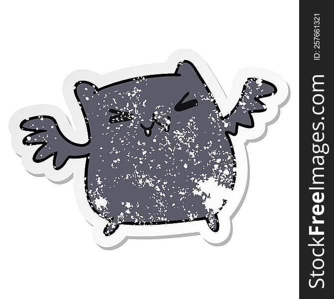 Distressed Sticker Cartoon Of A Kawaii Cute Bat