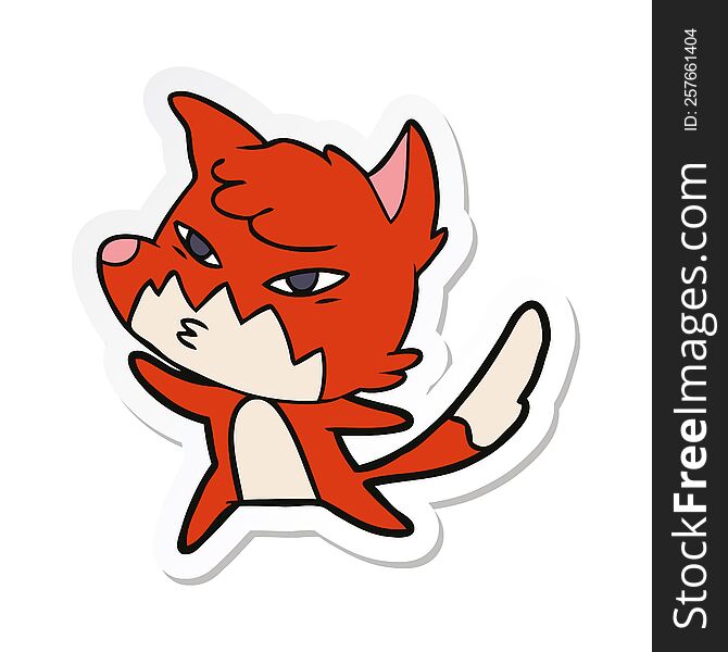 sticker of a clever cartoon fox