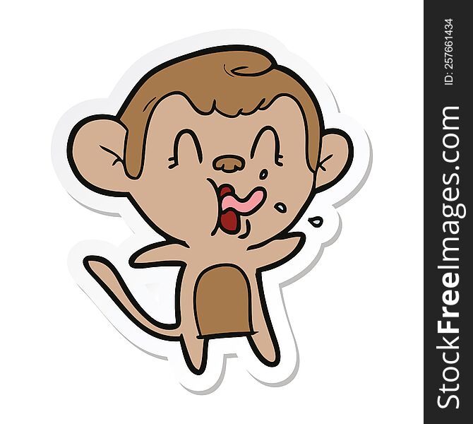 sticker of a crazy cartoon monkey