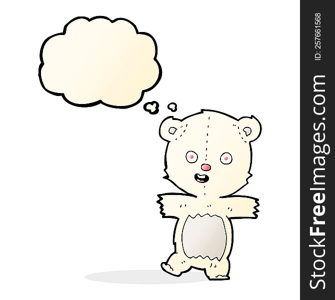 Cartoon Cute Polar Bear Cub With Thought Bubble