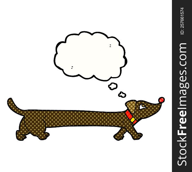 freehand drawn thought bubble cartoon dachshund