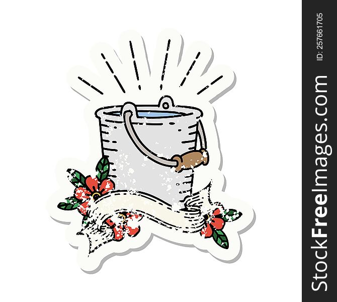 Grunge Sticker Of Tattoo Style Bucket Of Water