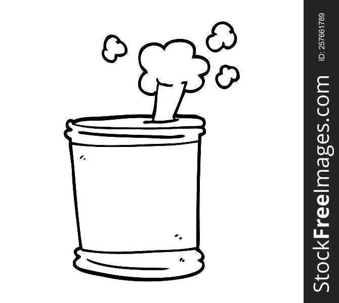 Line Drawing Cartoon Bursting Can Of Food