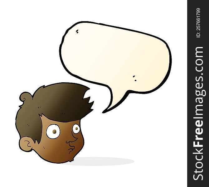 Cartoon Staring Boy With Speech Bubble
