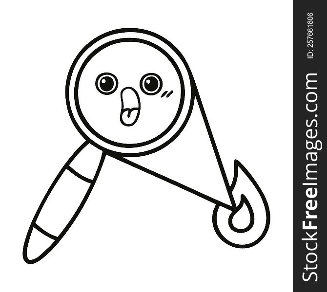Line Drawing Cartoon Magnifying Glass