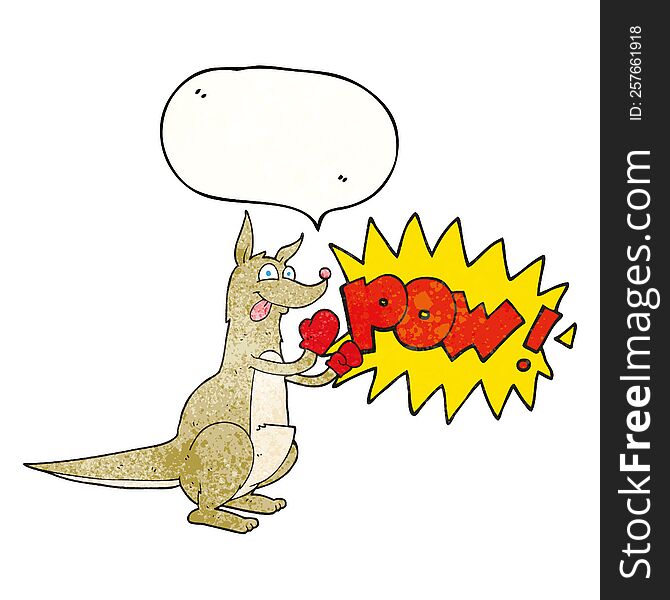 Speech Bubble Textured Cartoon Boxing Kangaroo