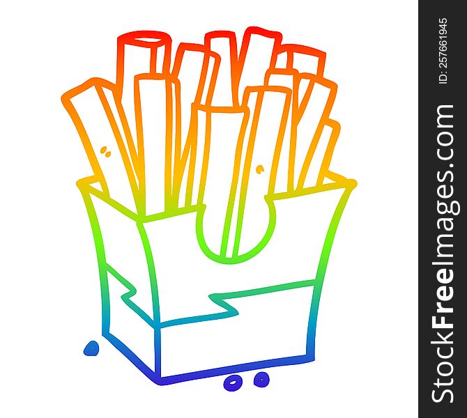 rainbow gradient line drawing of a junk food fries