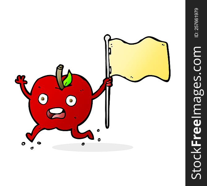 Cartoon Funny Apple With Flag
