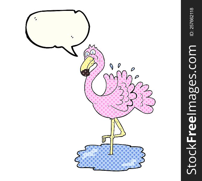 Comic Book Speech Bubble Cartoon Flamingo