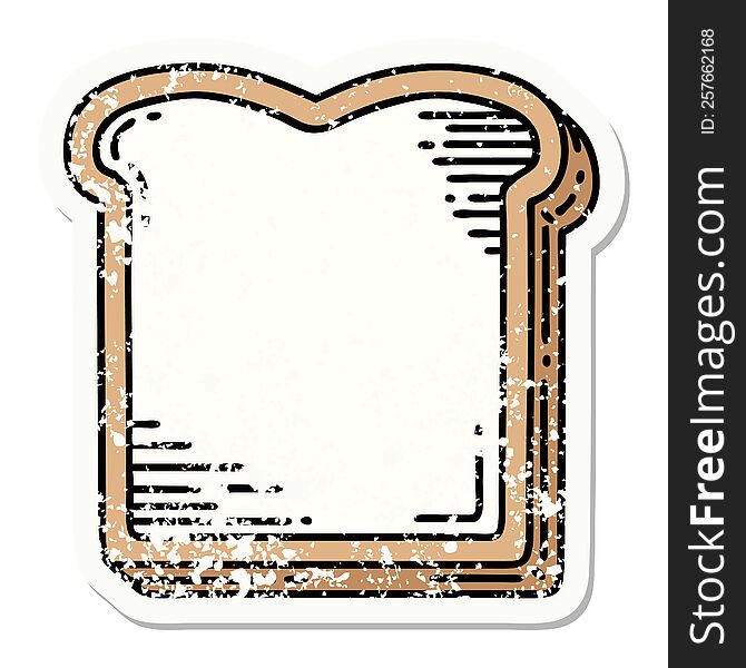 distressed sticker tattoo in traditional style of a slice of bread. distressed sticker tattoo in traditional style of a slice of bread