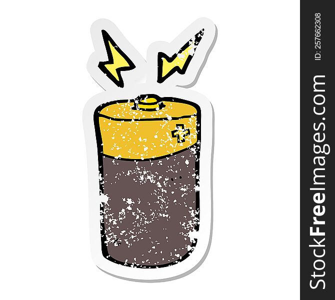 Distressed Sticker Of A Cartoon Battery