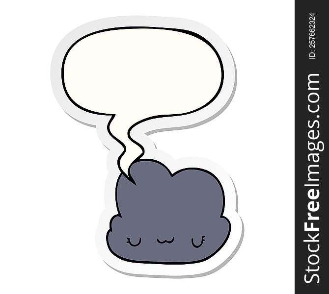Cute Cartoon Cloud And Speech Bubble Sticker