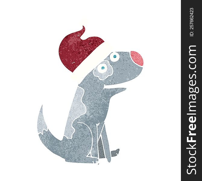 Cartoon Dog Wearing Christmas Hat