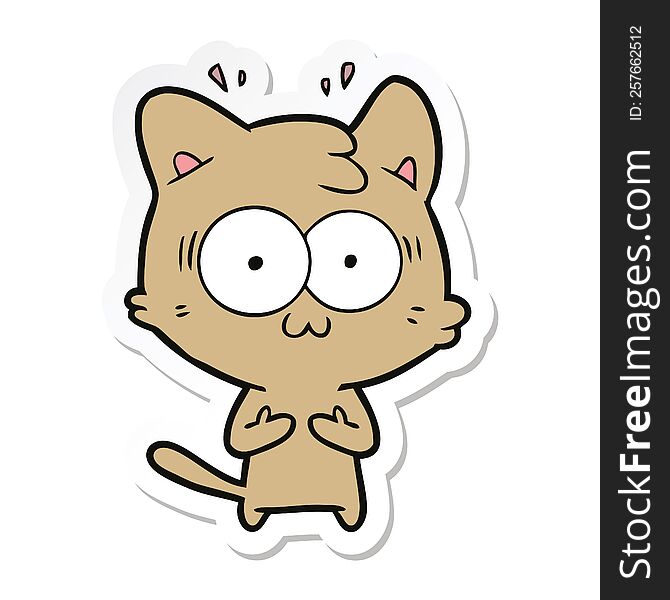 Sticker Of A Cartoon Surprised Cat
