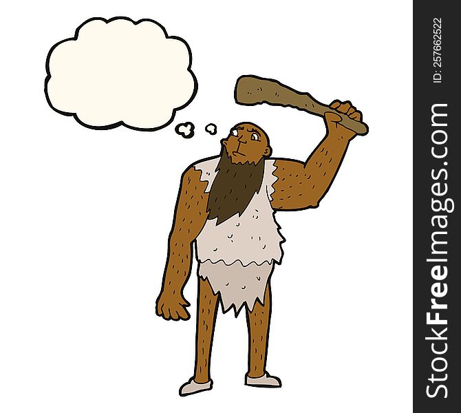 Cartoon Neanderthal With Thought Bubble