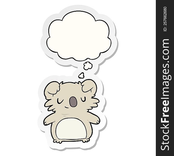 cartoon koala and thought bubble as a printed sticker