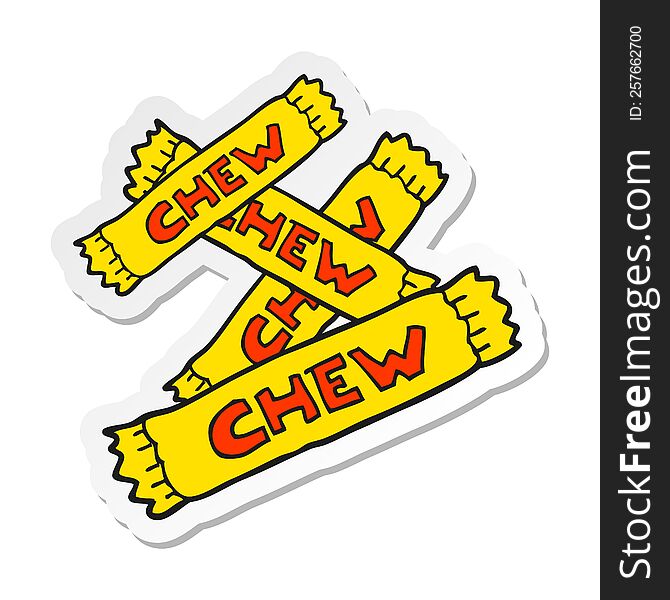 sticker of a cartoon chew candy