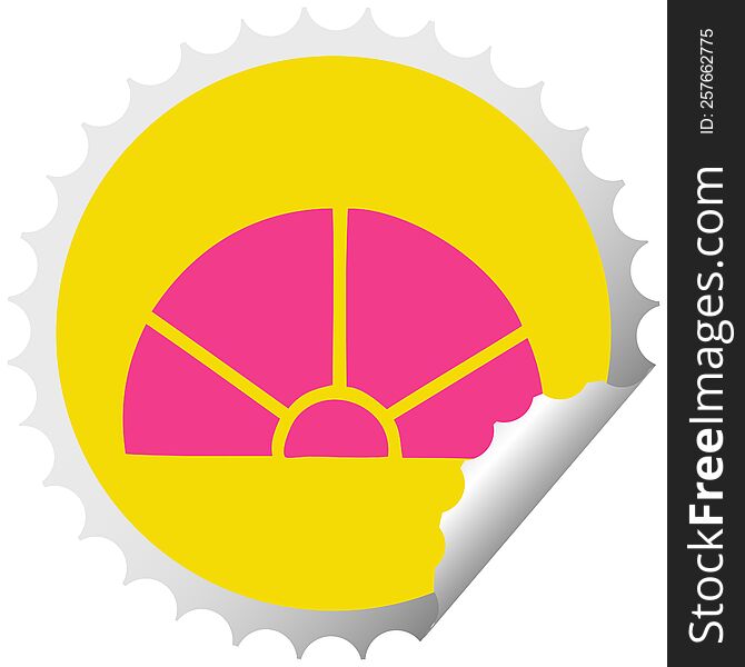 circular peeling sticker cartoon of a math equipment