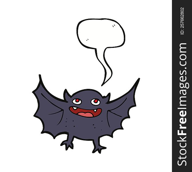 Cartoon Vampire Bat With Speech Bubble