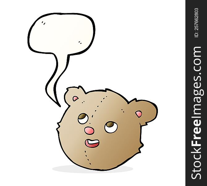 Cartoon Teddy Bear Head With Speech Bubble
