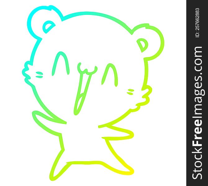 Cold Gradient Line Drawing Happy Bear Cartoon