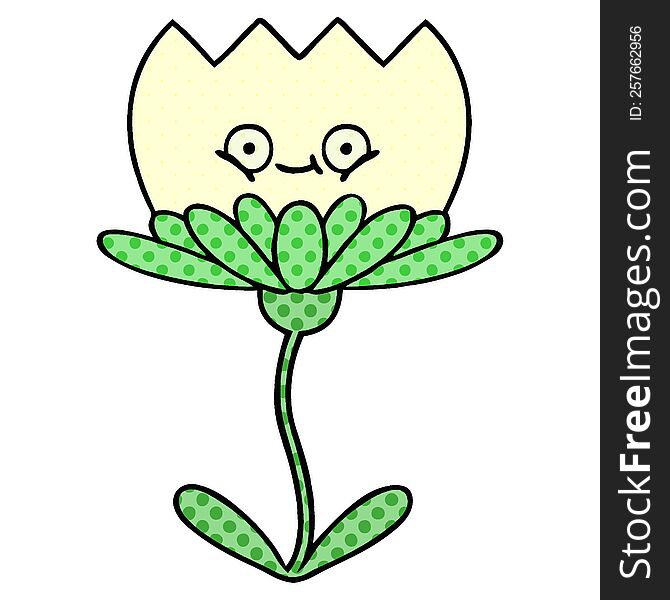 Comic Book Style Cartoon Flower