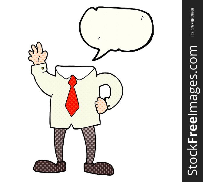 Comic Book Speech Bubble Cartoon Headless Businessman
