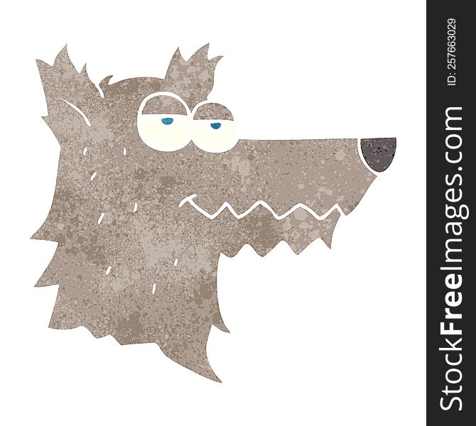 Retro Cartoon Wolf Head