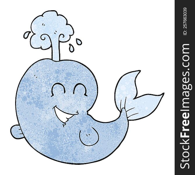 Textured Cartoon Whale Spouting Water