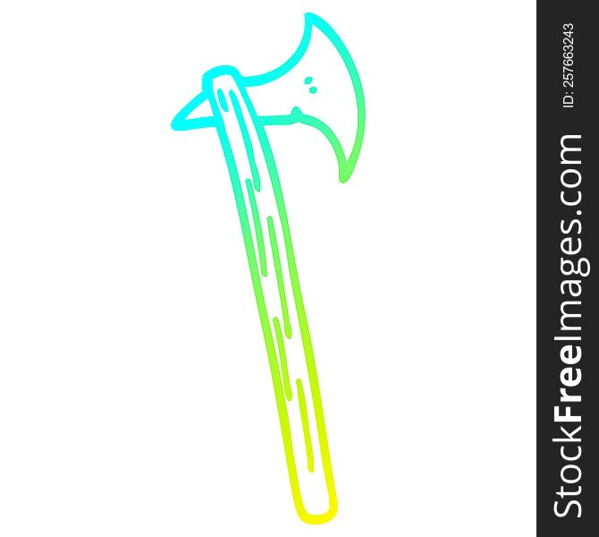 Cold Gradient Line Drawing Cartoon Long Axe