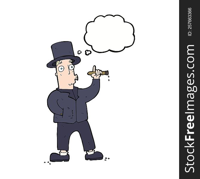cartoon smoking gentleman with thought bubble