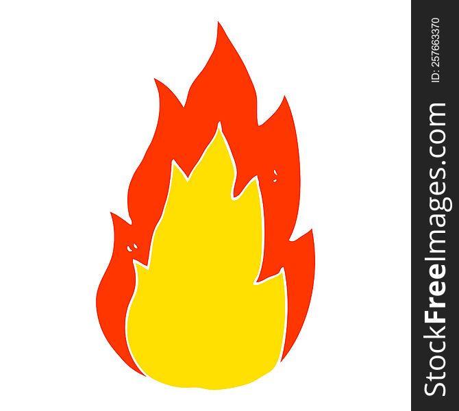 Flat Color Illustration Of A Cartoon Fire