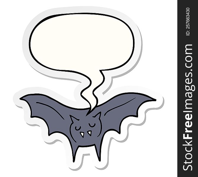 cartoon vampire bat and speech bubble sticker