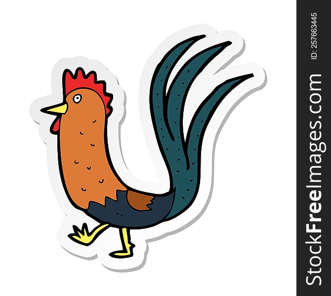 sticker of a cartoon cockerel