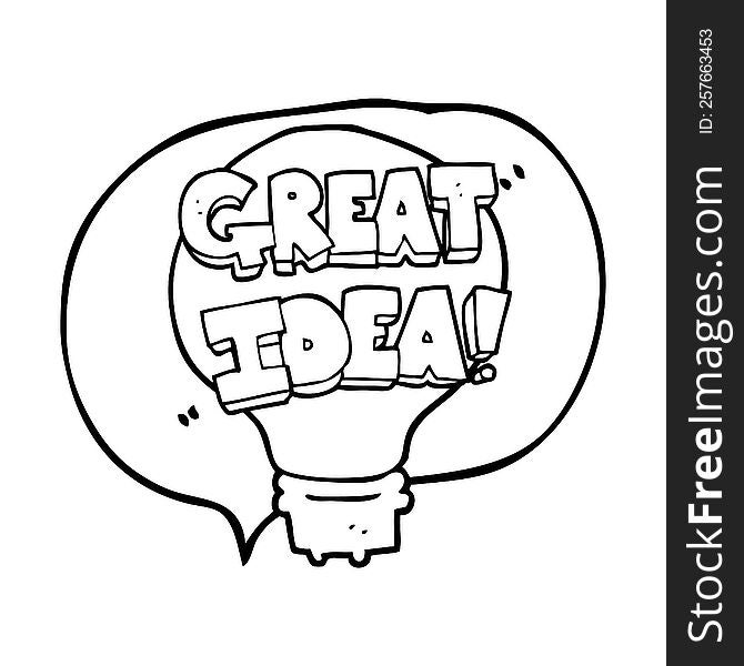 speech bubble cartoon great idea light bulb symbol