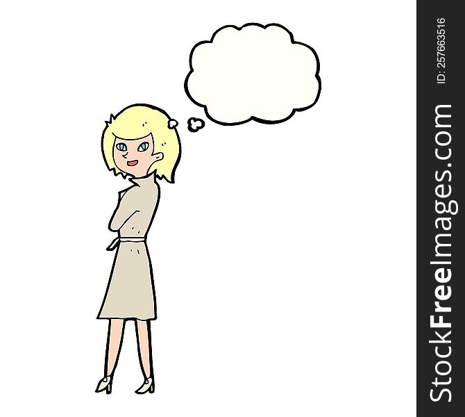 Cartoon Woman In Trench Coat With Thought Bubble