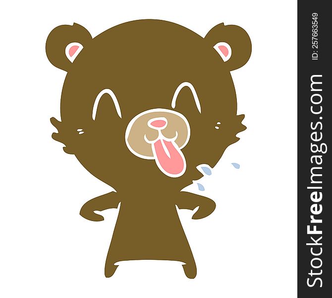 Rude Flat Color Style Cartoon Bear