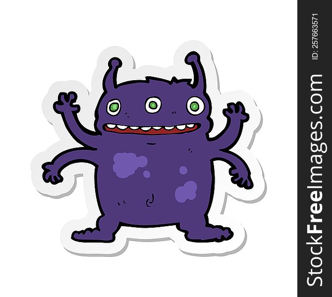 Sticker Of A Cartoon Alien Monster