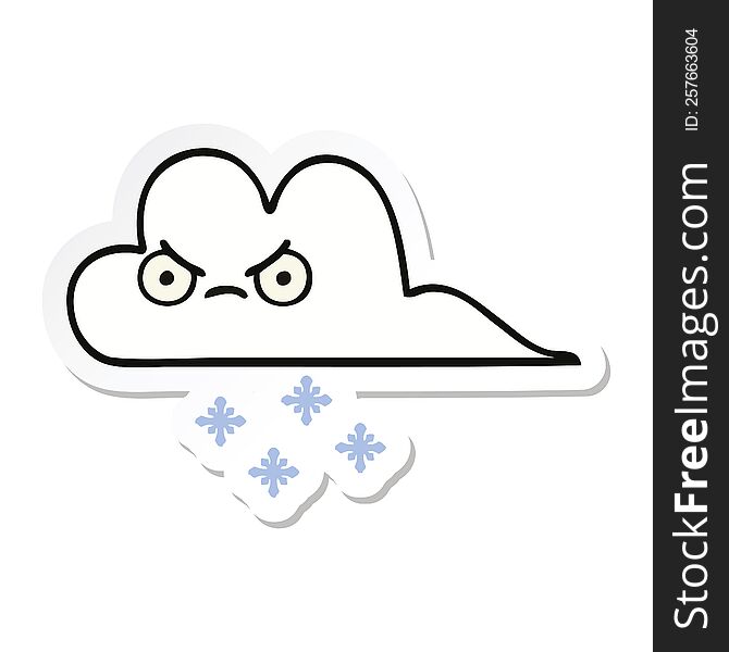 sticker of a cute cartoon snow cloud