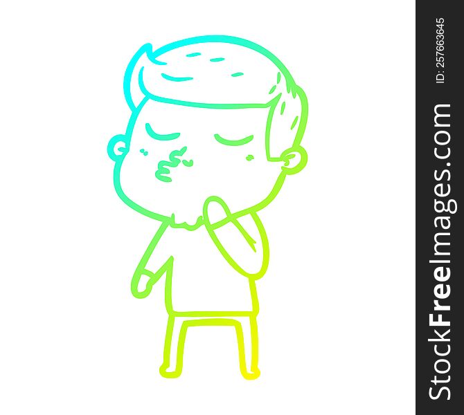 Cold Gradient Line Drawing Cartoon Model Guy Pouting