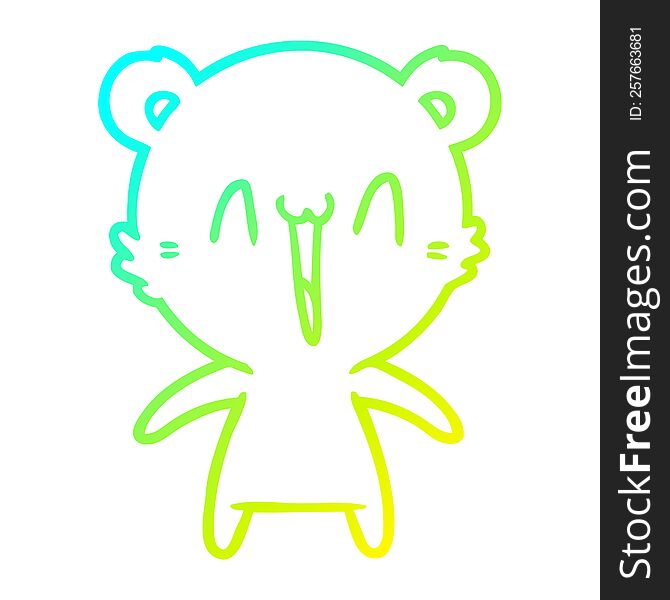 cold gradient line drawing of a happy polar bear cartoon