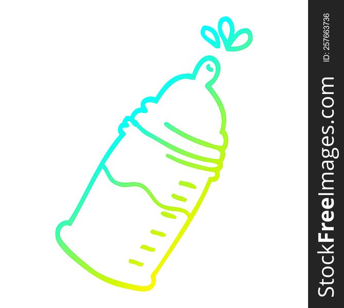 cold gradient line drawing cartoon baby bottle