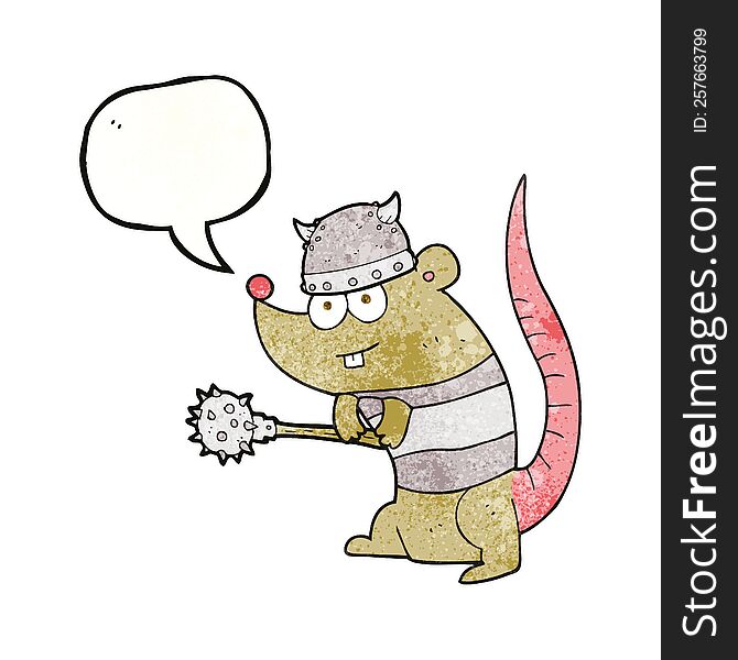 Speech Bubble Textured Cartoon Rat Warrior