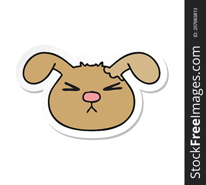 Sticker Of A Quirky Hand Drawn Cartoon Dog Face
