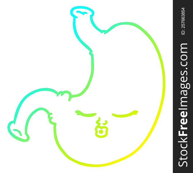 cold gradient line drawing of a cartoon stomach