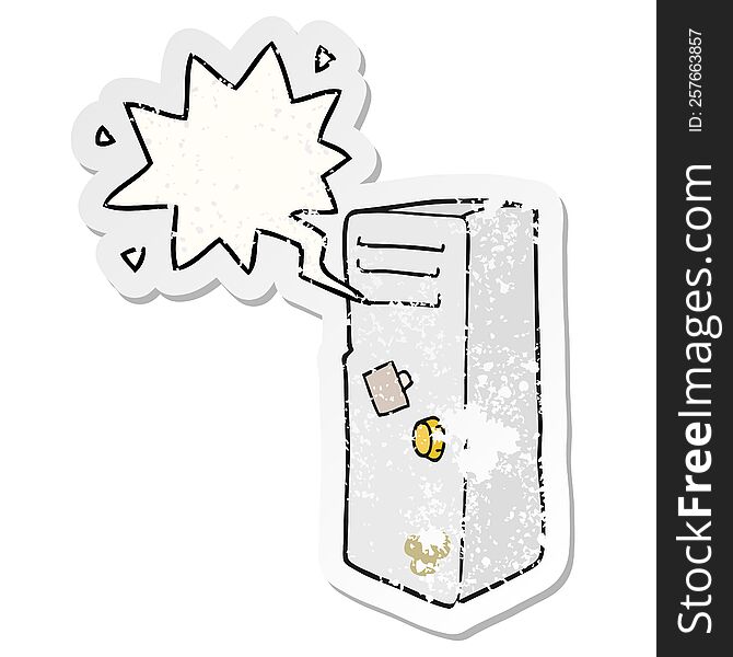 cartoon locker and speech bubble distressed sticker