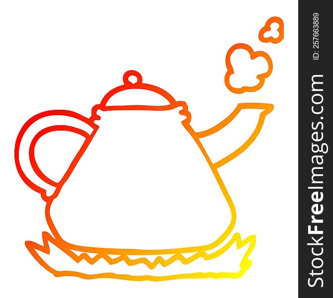 warm gradient line drawing of a cartoon kettle on stove